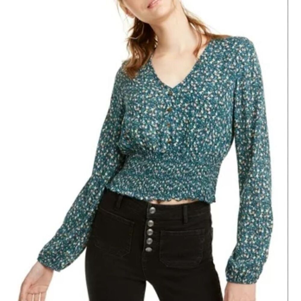 Gypsies & Moondust Cropped Long Sleeve Blouse Size L
